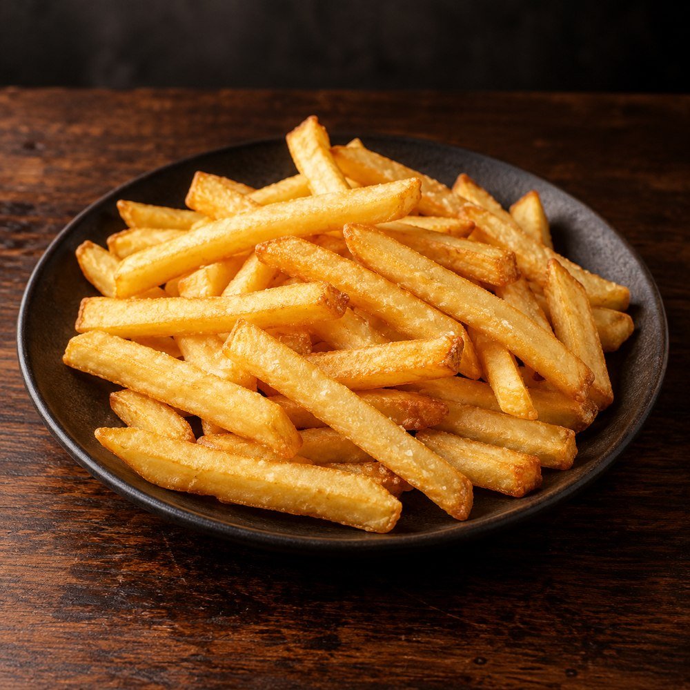 Porción de papas fritas doradas