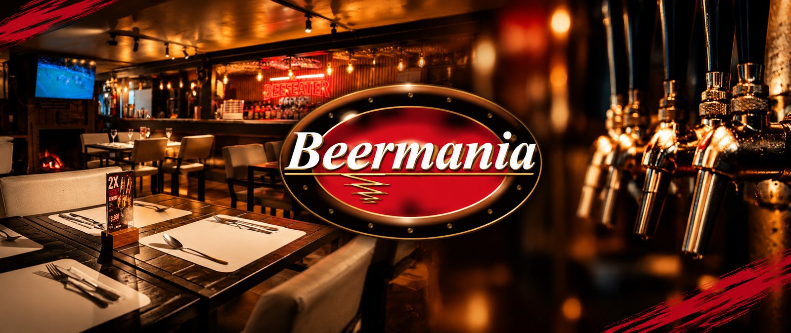 Portada Beermania: local, logo y grifos de cerveza